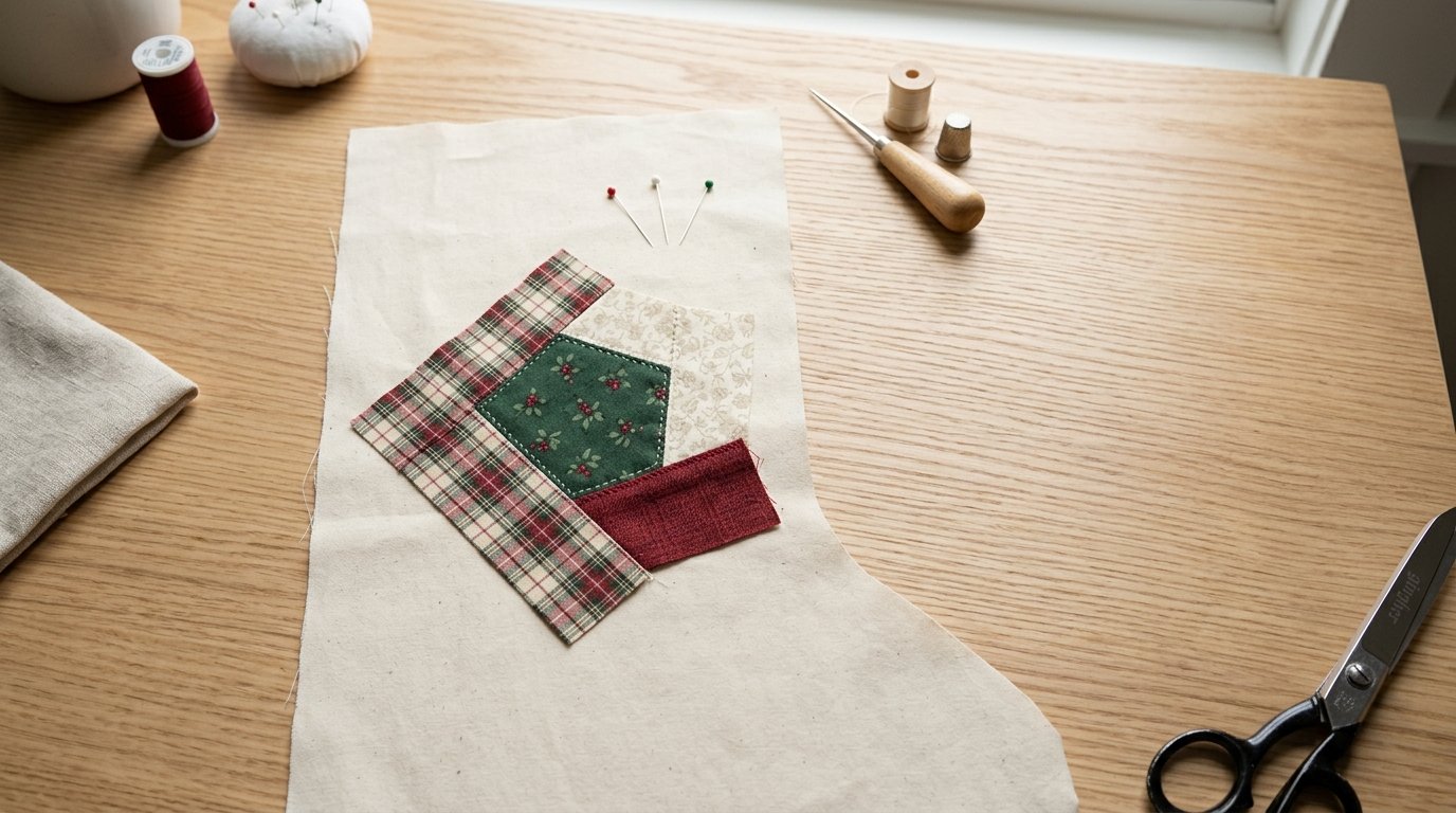 Crazy Quilted Christmas Stocking With Decorative Stitches Tutorial - Image 1