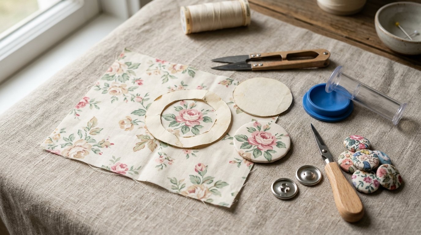 Flowered Fabric Buttons: Easy Craft Tutorial for Handmade Embellishments - Image 1