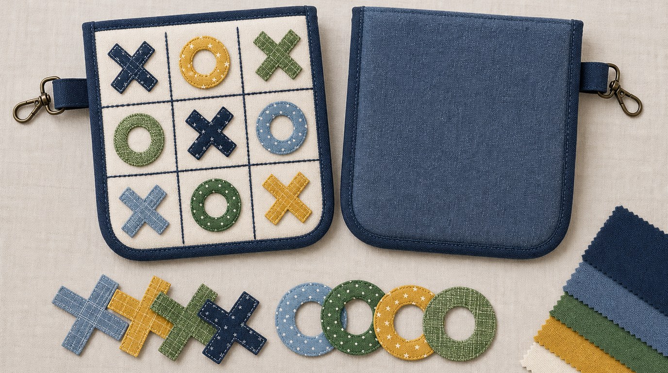 Appliqued Tictactoe Travel Pouch: Easy Sewing Project for Kids - Image 2